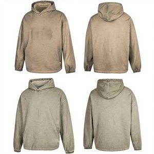 Sweat à capuche pour homme de style urbain américain, vintage, en crochet, avec déchirures, patchwork et broderie, streetwear personnalisé Thug Club - Product Image 4