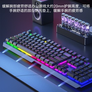 คีย์บอร์ดเกมมิ่งแบบมีสาย 104 ปุ่ม RGB Backlit Mechanical Anti Ghosting พร้อมเมาส์ ดีไซน์ตามหลักสรีรศาสตร์ ภาษาอังกฤษ - Product Image 4