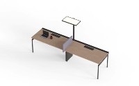 Bureau de travail pour 2 personnes, table de travail de bureau moderne avec panneau de séparation et étagère