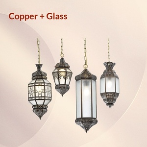 Lustre en cuivre avec <span class=keywords><strong>éclairage</strong></span> LED suspendu pour restaurant, café, hôtel, maison d'hôtes, bar - Décoration de style turc exotique - Product Image 3