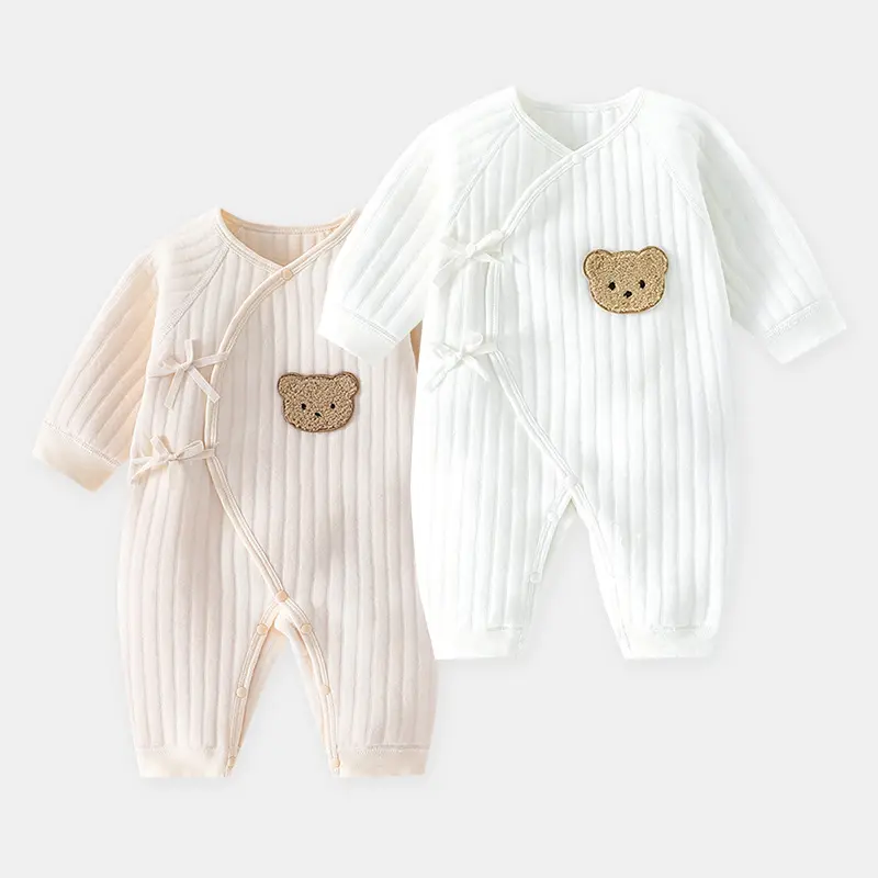 Newborn Butterfly Clothes Autumn And Winter Three-layer Warm New Born Baby Jumpsuit Closed Romper Baby Romper Winter