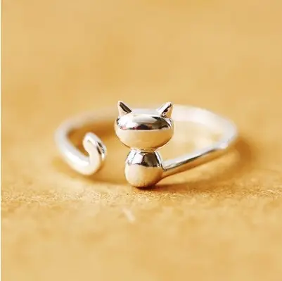 Anillos abiertos de gato para mujer, Plata de Ley 925, joyería 2023