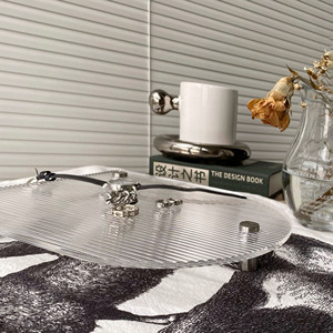 Acrylique décoratif <span class=keywords><strong>pied</strong></span> <span class=keywords><strong>plateau</strong></span> créatif acrylique plateaux bijoux parfum maquillage organisateur clair arc forme salle de bain évier vanité - Product Image 4