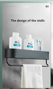 Étagère <span class=keywords><strong>de</strong></span> <span class=keywords><strong>douche</strong></span> moderne en aluminium à espace large, support organisateur <span class=keywords><strong>de</strong></span> <span class=keywords><strong>rangement</strong></span> mural robuste pour salle <span class=keywords><strong>de</strong></span> bain cuisine <span class=keywords><strong>noir</strong></span> avec adhésif - Product Image 3