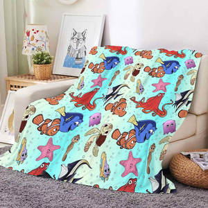 ผ้าห่มลายการ์ตูนปลาและเพื่อนๆ สไตล์เรโทร พิมพ์ลาย 3 มิติ ขายดี ผ้าฟลีซเนื้อนุ่ม ขนาดเล็ก สั่งทำได้ - Product Image 3