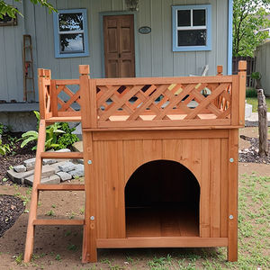 SDD001 Cage de luxe en bois de sapin avec balcon surélevé, maison pour animaux de compagnie, imperméable, pour l'extérieur et l'intérieur, chenil pour petits et moyens chiens - Product Image 4