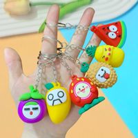 Cartoon Kunstfruit Rubber Sleutelhanger Hangertje DIY Rugzak Charms Zachte PVC Durian Mango Pop Watermeloen Ananas Sleutelhanger