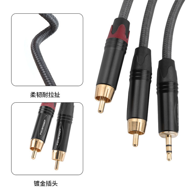3.5Mm Male To 2Rca Braided Audio Cable Gold Plated Stereo Splitter For Speaker Tv Subwoofer