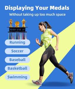 Soporte para colgar medallas, estante <span class=keywords><strong>de</strong></span> pared para exhibición, marco <span class=keywords><strong>de</strong></span> estante, colgador <span class=keywords><strong>de</strong></span> medallas, cinta <span class=keywords><strong>de</strong></span> premio, eslogan 'Cheer Never Give Up', decoración <span class=keywords><strong>de</strong></span> pared fácil <span class=keywords><strong>de</strong></span> instalar - Product Image 4