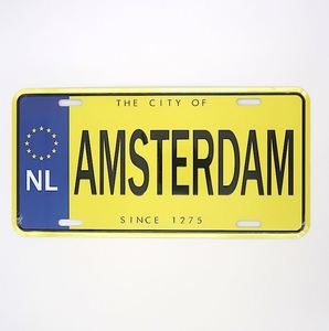 Plaque murale en métal personnalisée, peinture en relief, plaque d'immatriculation pour décoration, souvenirs Route 66 Hollande <span class=keywords><strong>Amsterdam</strong></span> - Product Image 4