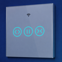 Interruptor Inteligente WiFi para Cortinas, Control Táctil de Pared, Persianas Enrollables, Vidrio Templado, 10A, Control Inteligente para el Hogar