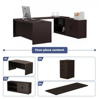 Bureau de direction en forme de U bureau de luxe avec classeur verrouillable bureau modulaire de direction en bois meubles de bureau