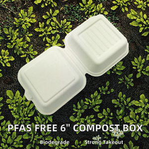 6 Zoll Bagasse Clamshell To-Go 450ml Klappbare <span class=keywords><strong>Burger</strong></span>-<span class=keywords><strong>Box</strong></span> Biologisch Abbaubare Lebensmittelgeeignete Lebensmittelsichere Take-Away-Behälter - Product Image 1