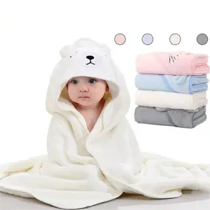 Couverture en molleton de coton pour nouveau-né, couverture chaude absorbante, serviette de bain pour enfants, 4 saisons, 80x80cm, bébé de 0 à 12 mois