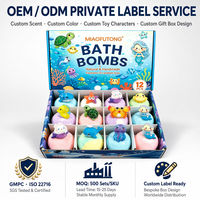 Ensemble de jouets de bain effervescents faits main sur le thème de l'océan, boules pétillantes colorées avec figurines marines aléatoires, cadeau pour enfants, sensation hydratante, étiquette OEM