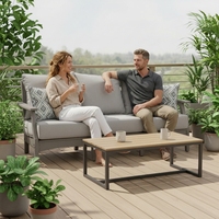 Canapé d'extérieur moderne à trois places en plastique recyclé résistant à la décoloration, respectueux de l'environnement, avec structure en HDPE haute résistance, résistant aux intempéries, pour salon