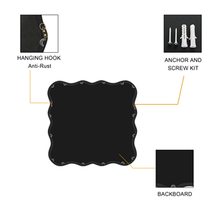 Solid Wood Wavy <b>Square</b> <b>Mirror</b> Black 36 x 36 Modern Wall Decor for Bathroom Bedroom Living Room Dining Room - Product Image 4