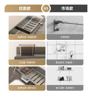 Bathroom Shelf Wall Mounted Rectangular Durable Sink Storage Rack For Washbasin Toilet Faucet - Product Image 4