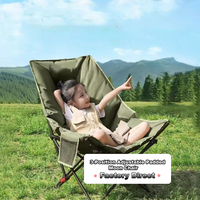 Chaise de camping pliante d'extérieur réglable en trois positions en acier inoxydable avec doublure en coton, portable pour la pêche, le pique-nique et la plage