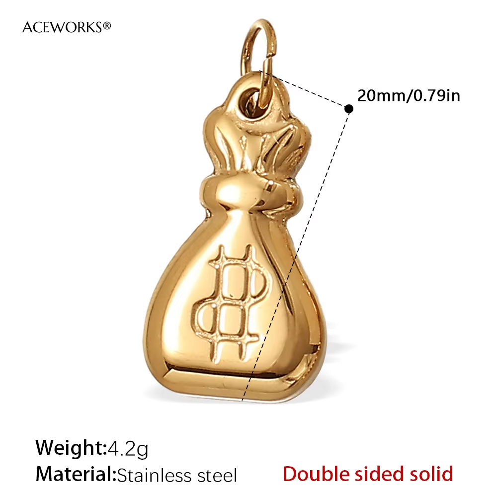 Pj437g double-sided money bag charm