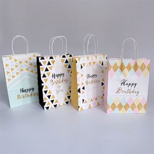 Sacs cadeaux d'anniversaire KM en papier kraft avec poignées, écologiques, pour fêtes, vente en gros, stock disponible, prix d'usine, livraison rapide - Product Image 3