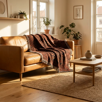 Hahnentritt-Muster Strickdecke mit Quasten für Sofa und Bett, Weiche Gemütliche Jacquard-Texturierte Dekorative Decke für Wohnzimmer