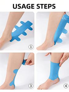 Ruban <span class=keywords><strong>Kinesio</strong></span> pré-découpé pour le talon, soutien de la voûte plantaire et soulagement de la douleur de l'épine calcanéenne, ruban thérapeutique élastique résistant à la transpiration, logo personnalisable - Product Image 3