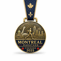 Médailles de finisseur de marathon personnalisées en alliage de zinc 3D, Canada, Toronto, Vancouver, Montréal, Calgary, Ottawa, Québec, avec ruban