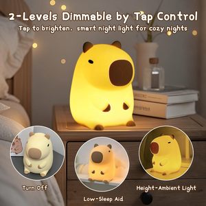 Nouvelle lampe LED veilleuse Capybara Cochon d'Inde en silicone, éclairage tactile, échelle 1/12, prise US, emballage d'origine, petite figurine jouet cadeau - Product Image 2