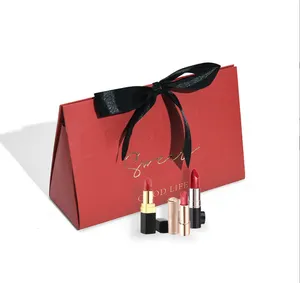 맞춤형 럭셔리 헤어 번들 포장 가방 창조적 인 가발 상자 빨간 화장품 접이식 선물 상자 리본