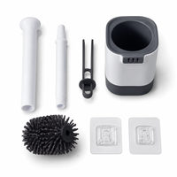 Brosse de toilette TPR à long manche personnalisée, avec clip de nettoyage des poils dissimulé et support mural de drainage, pour le nettoyage de la salle de bain, fourniture d'usine