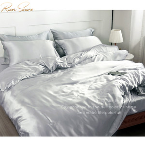 Parure de lit en <span class=keywords><strong>soie</strong></span> de mûrier, ensemble de literie en motif teint à couleur unie, couvre-lit plat en hometextile, 30mm, 1 pièce - Product Image 6