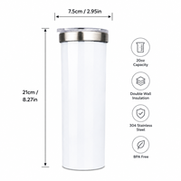 Gobelet isotherme personnalisé de 20 oz, sublimation, intérieur en acier inoxydable 304, extérieur en plastique, double paroi, pré-percé, effet boule à neige, pour cadeaux