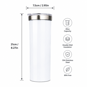Vaso Personalizado de 20oz con Sublimación, Interior de Acero Inoxidable 304, Exterior de Plástico Aislado, Doble Pared, Preperforado, Tipo Bola de Nieve, para Regalos - Product Image 2