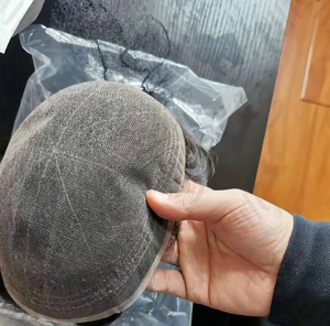 Dentelle suisse toupet invisible avant délié naturel vierge humain cheveux raides réaliste à la recherche de prothèse de cheveux pour hommes - Product Image 2