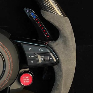 Volant en fibre de carbone <span class=keywords><strong>OLED</strong></span> RGB <span class=keywords><strong>LED</strong></span> avec garniture en Alcantara suède et surpiqûres rouges, bouton de sélection de mode de conduite, palettes lumineuses RGB pour Audi A/<span class=keywords><strong>Q</strong></span>/S Series - Product Image 3