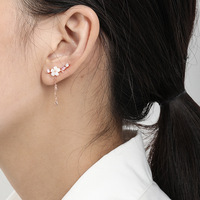 Sakura-Blüten Brautschmuck S925 Sterling Silber Kirschblüten-Ohrringe