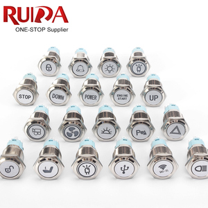 Tùy chỉnh biểu tượng 16mm kim loại thép không gỉ Chốt/đẩy Momentary Nút chuyển đổi với 12V LED Đèn người hâm mộ ánh sáng đối với xe - Product Image 1