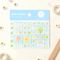 Autocollants 3D mignons en forme de blocs, motifs dessin animé, floraux, fruits, desserts, pour carrelage, esthétiques, pour scrapbooking, journal et agenda DIY