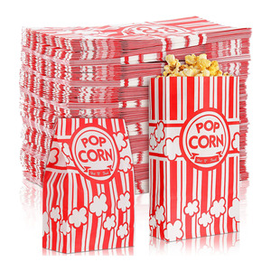 Bolsas de papel para palomitas de maíz, contenedor de palomitas de maíz rojo y blanco, funda desechable para palomitas de maíz para fiesta temática de películas <span class=keywords><strong>Retro</strong></span>, suministros de Carnaval - Product Image 5
