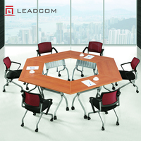 Tables de formation scolaires LEADCOM PALERMO LS-4-8A à plateau rabattable, tables modulaires de bureau commerciales, structure en acier, table de formation pliante pour conférences