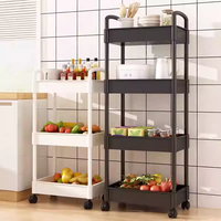 Chariot à légumes mobile à 3 niveaux, étagère de rangement pour étagère de cuisine, chambre, salle de bain, organisateur peu encombrant