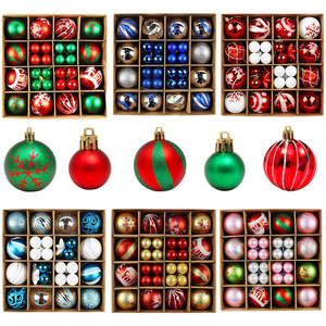 Collection Cross-Border Painted Electroplated <b>Christmas</b> Tree Decorations <b>Gift</b> <b>Box</b> 44PCS Assorted Hanging Balls - Product Image 2