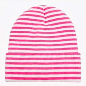 Bonnet en tricot rayé en peluche unisexe personnalisé 100 % acrylique – Tendance, économique et idéal pour l'extérieur en automne et en hiver - Product Image 3