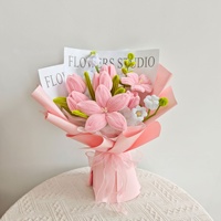 Bouquet de fleurs artificielles haut de gamme en tulipes mixtes faites à la main avec des tiges en fil de fer pour anniversaire, cadeau d'amie, remise de diplôme, Saint-Valentin