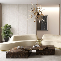 Table basse contemporaine en marbre pour salon, design haut de gamme, durable et écologique, style luxe léger