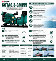 Moteur de générateur diesel marin 6 cylindres DCEC 6CTA8.3-GM8.3L 115-155 kW 6CTA8.3-GM115 6CTA8.3-GM155 pour bateau avec certification CCS