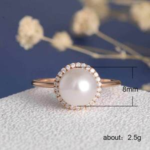Elegante anello stile perla per donna, design scintillante con intarsi, gioielli alla moda in tonalità rosa - Product Image 5