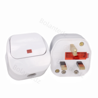 Enchufe de cableado del Reino Unido tipo G de 3 pines, conector eléctrico de CA 13A, parte superior de enchufe BS con interruptor basculante, indicador rojo, alimentación extraíble