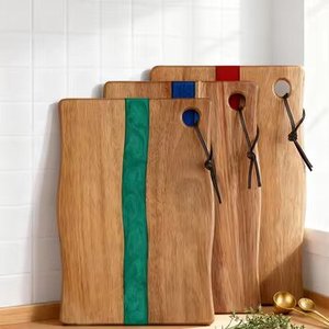 <span class=keywords><strong>Planche</strong></span> à découper élégante en bois d'acacia et résine époxy, pour fruits, légumes, fromages - Product Image 2